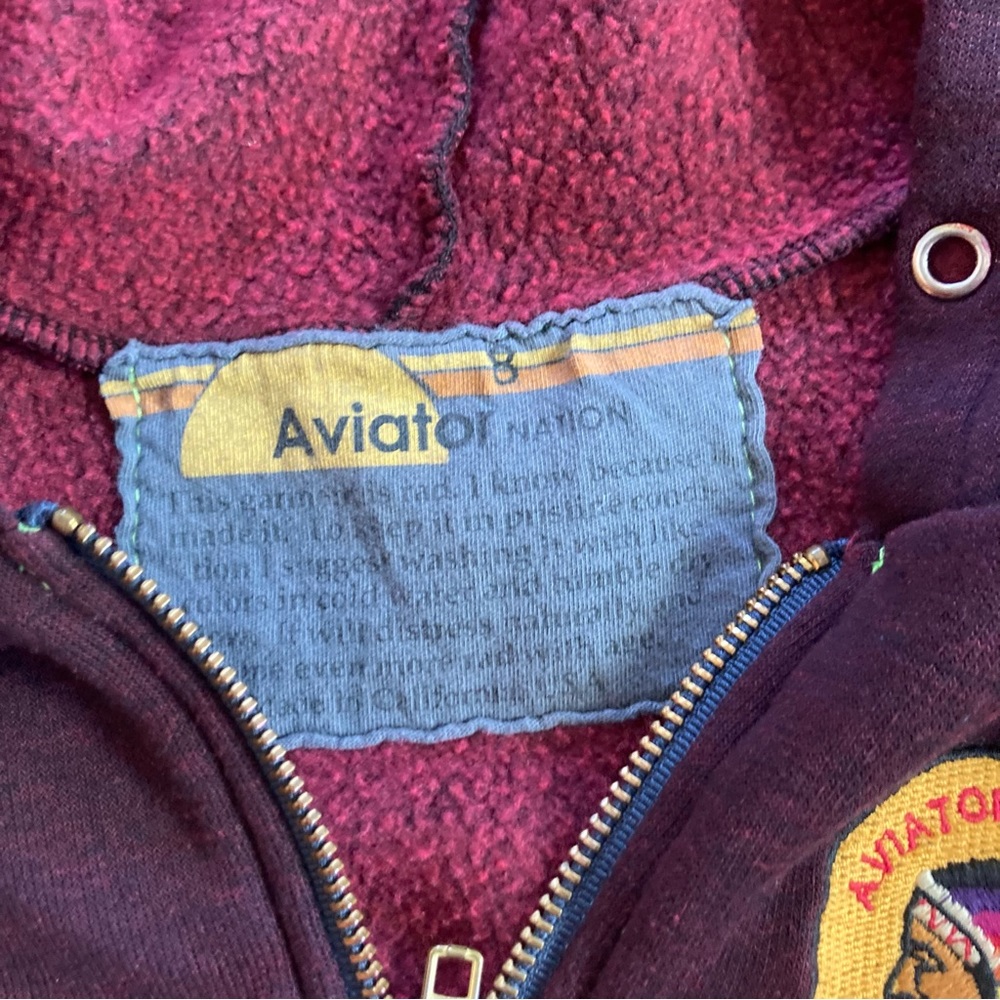 RARE AVIATOR NATION Dip Dyed Neck Hoodie Sweatshirt Kids Sz 8 Tribe Patch Ombre - Picture 3 of 6